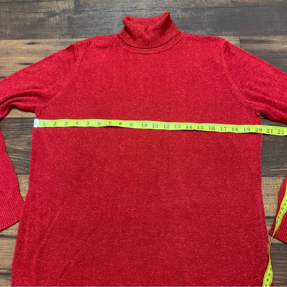 Joseph A. Turtleneck Sweater Women’s XL Red Metallic Stretch Light Weight - Picture 4 of 8